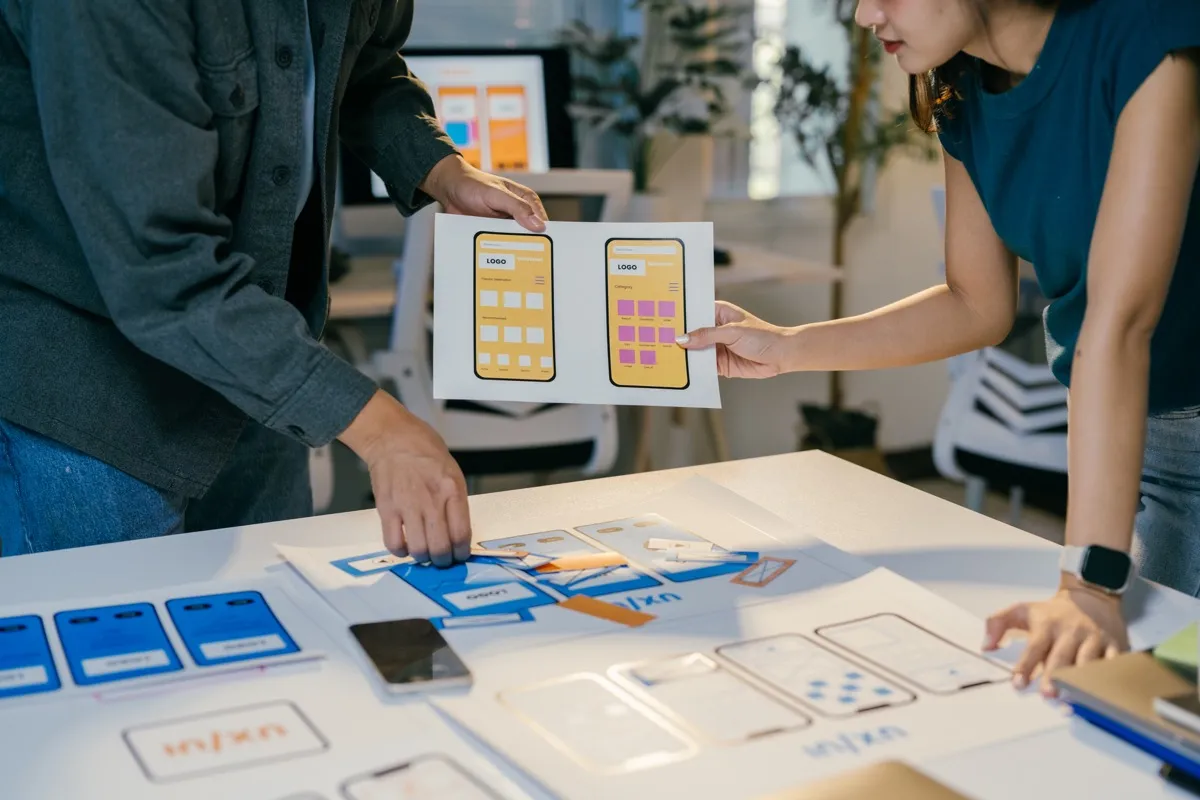 Business professional analyzing online presence strategy